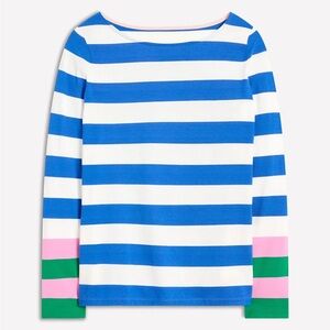 BODEN Ella Long Sleeve Breton Gallery Blue Emerald Cuff SIZE US 8 NEW Striped